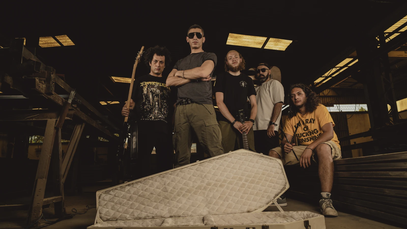 Archival Meltdown Lullaby band photo in an industrial interior